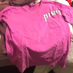 Pink long sleeve campus tee shirt